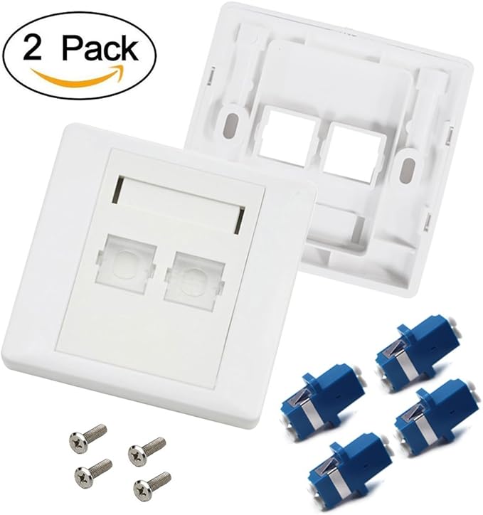LC Fiber Wall Plate, VILICONTY Single Gang LC Fiber 10GB Duplex 2 Port Face Plate with