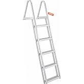 VEVOR Removable Dock Ladder 5 Steps 350 lbs Capacity Pontoon Boat Ladder | for Ship/Lake Swimming/Pool/Marine Boarding, Thickened Aluminum Alloy, 4 in Wide Step, Non-Slip Pedal, Quick Release Design
