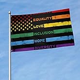 Rainbow Pride Flag American Flags Rainbow Slogan Flags Progress LGBT Gay Pride Flag 3×5 FT for Wall Community Outside