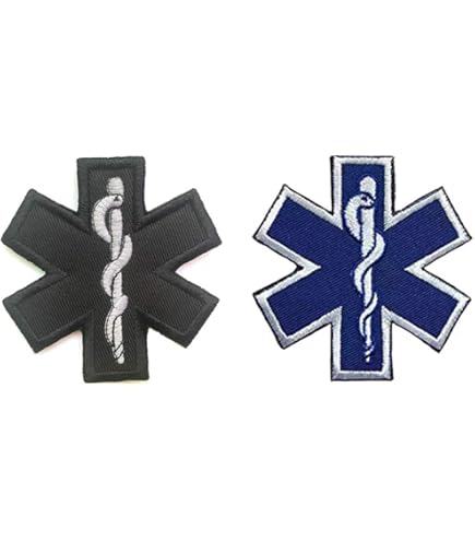 Lot De 2 Écussons Médicaux Réfléchissants EMT EMS - Patch Ambulancier Étoile De La Vie Velcro 7cm