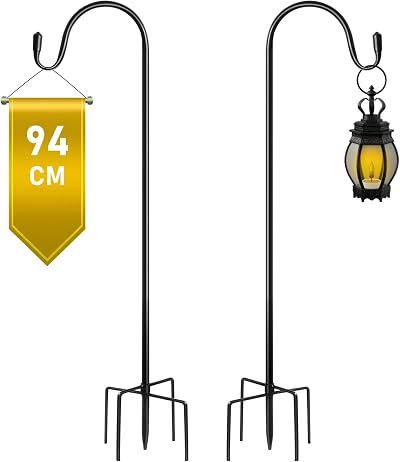 SEGNAYEN 94cm Shepherds Hooks for Garden Lights, 2 Pack, Adjustable