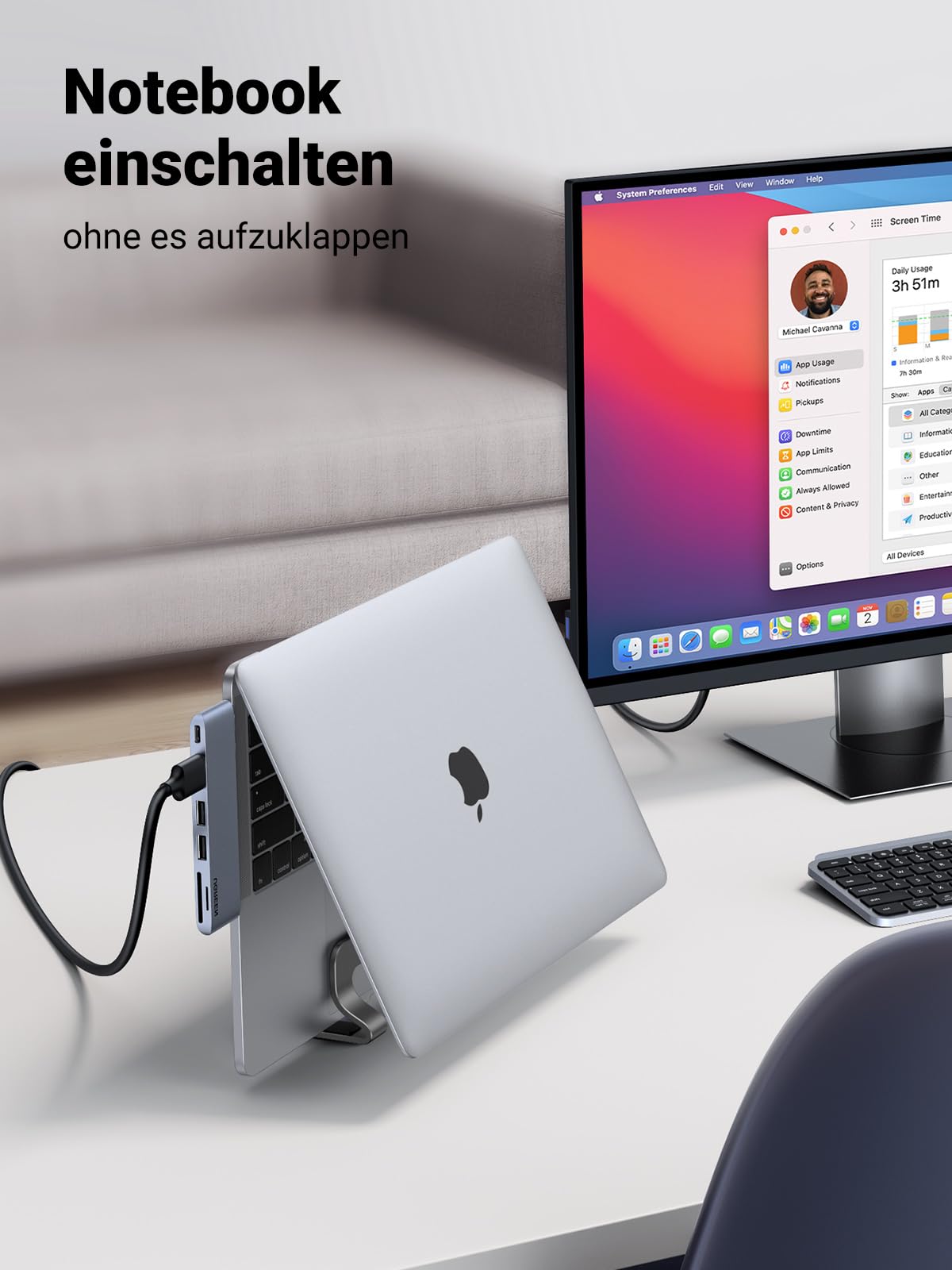 UGREEN Laptop Ständer Vertikaler Aluminium Vertikal Stand Laptopständer Platzsparender Laptop Halter mit thermischer Basis für Laptops,MacBook Air,Pro,Samsung, iPad,Tablets 4