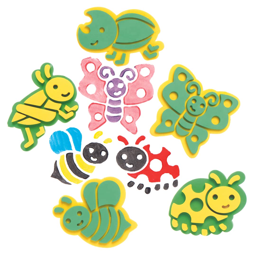 Baker Ross AX857 Bug Stampers - Pack of 10, Foam Stamp Set for Children, Ideal for Kids Painting Arts and Crafts Projects