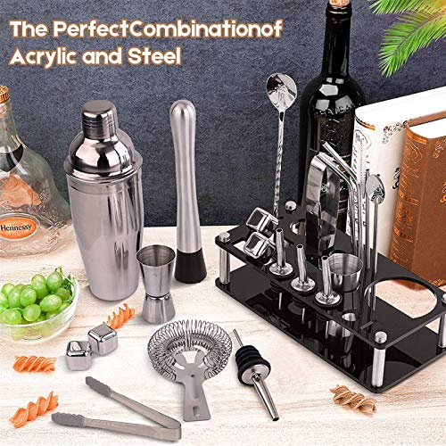 ZPEE Cocktail Mixing Kit 23-teiliger Bartender Kit Cocktail Shaker Set aus Edelstahl Eiskorn-Acryl-Ständer für gemischte… – Bild 5