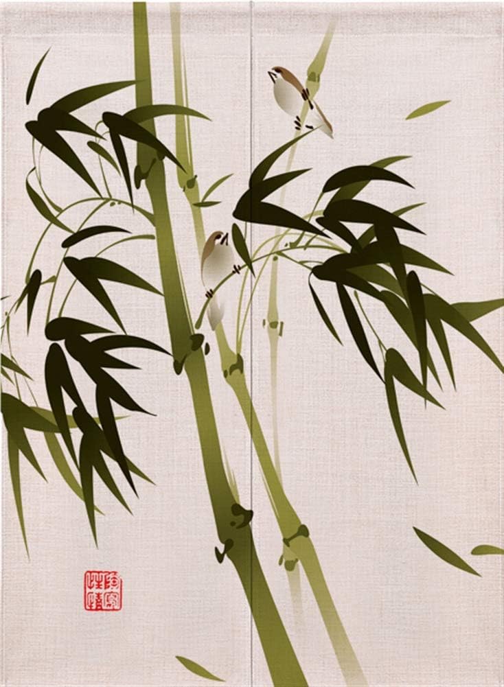 Insun Cotton aamaoo Printed Chinese Japanese Noren Divider Doorway Curtain Tapestry with Rod for Home Decoration,Bamboo,33.5"x67"