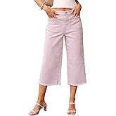 luvamia Women's Wide Leg High Waisted Cropped Capri Jeans