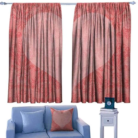 Amazon Com Paradisedecor Coral Curtains Big Pink Heart Shape On