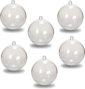 Santa's Studio Package of 12-80mm Clear Acrylic Fillable Christmas Tree Ornaments