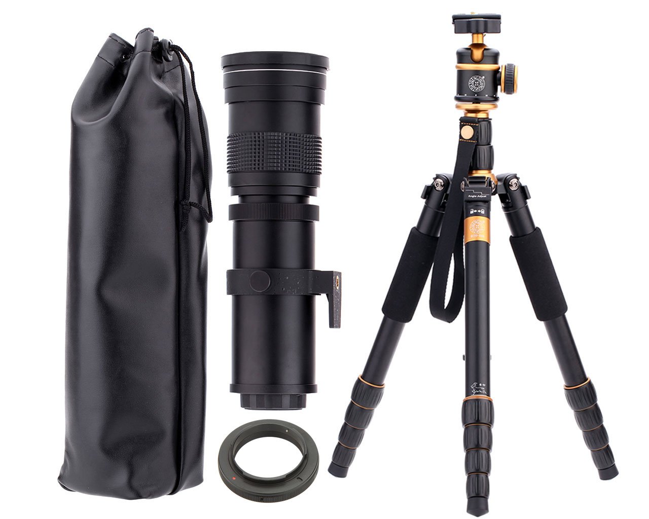 Kelda 420-800mm F/8.3-16 Super Telephoto Manual Zoom Lens w/ T-Mount Ring  Pro Tripod Monopod w/ Ball Head for Nikon D5500 D5300 D5200 D3200 D4S Df  D3X D810A ...