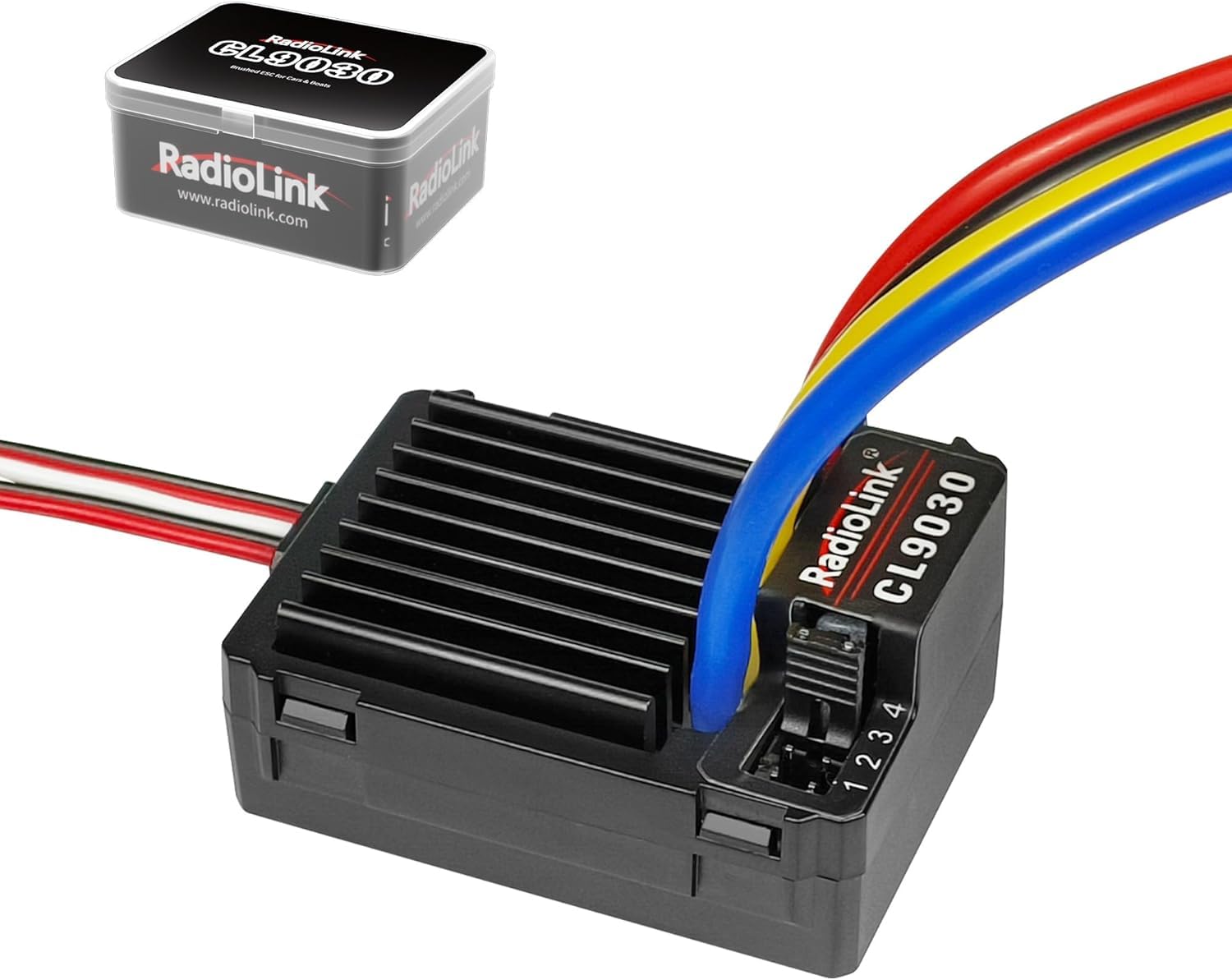 ATA HOBBY Radiolink CL9030 RC Car 2-4S Brushed ESC, 90A RC Electronic Speed Controller with Protections, Waterproof Function for RC Cars and Boats