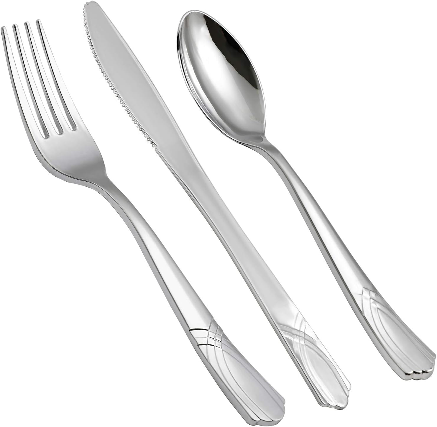 Amazon Com Supernal 600pcs Disposable Plastic Silverware Wedding Silver Flatware Great For Party Restaurant Hotel Wholesale Include 200 Silver Knives 200 Silver Forks 200 Silver Spoons Kitchen Dining