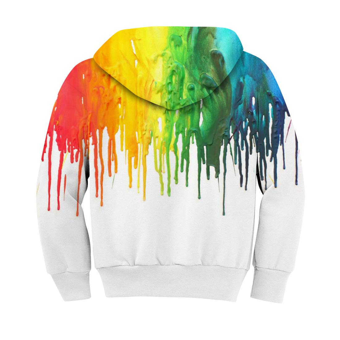 RAISEVERN Unisex Teen Girls Boys 3D Divertida Pintura Blanca impresión Manga Larga Sudaderas con Capucha Bolsillo Estudiante Sudaderas con Capucha Prendas de Vestir Exteriores 13-14T (X-Large)