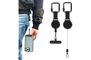 Anti-Theft Cell Phone Lanyard, Phone Strap with Retractable Steel Line, Universal Locking Carabiner Phone Crossbody Strap for