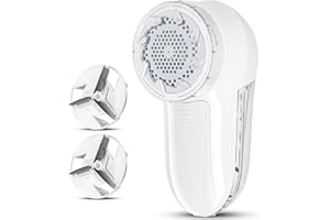 JUEYINGBAILI Fabric Lint Shaver - Fuzz Remover, with 3 Shave Heights, Battery Operated, AC120V Electric Sweater Shaver, White - Remove Clothes Fuzz, Lint Balls, Pills, Bobbles