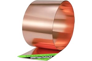 GOORY Copper Flashing 26 Gauge - 8in x 10ft 0.016"(0.41mm) Thickness Roof Flashing Roll - 99.95+% Pure Copper Sheet Metal ASTM B152 - Roofing Repair DIY Project Contractor Jewelry Crafts