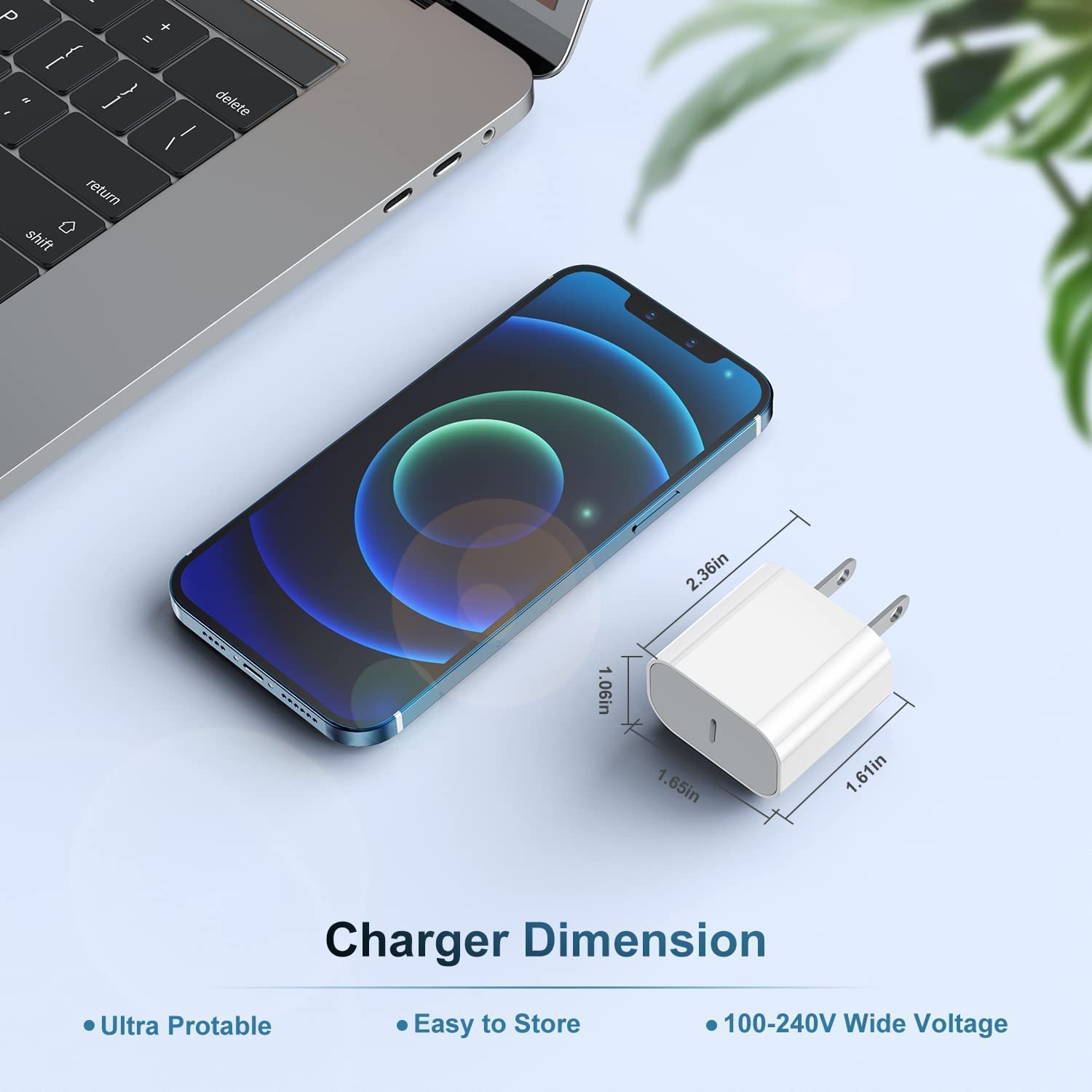iPhone 16 15 Charger, 20W USB C Fast Charging Block and 6ft Type C to C Cable Cord Long for Apple iPhone 16/16 Pro/15 Plus/15 Pro Max, iPad 12.9/11 inch 4/3/Air/Mini/6Gen/Wall Power Adapter Cube Brick