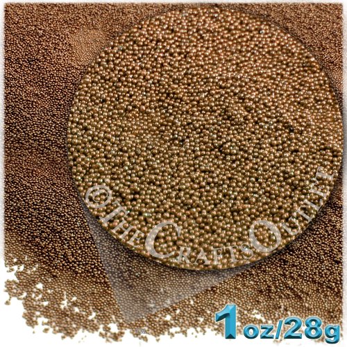 The Crafts Outlet MCR-GLS-MTL-MA6-MCK Metallic Glass Microbead, 1 Bag of 1-Ounce, Brown Mocka