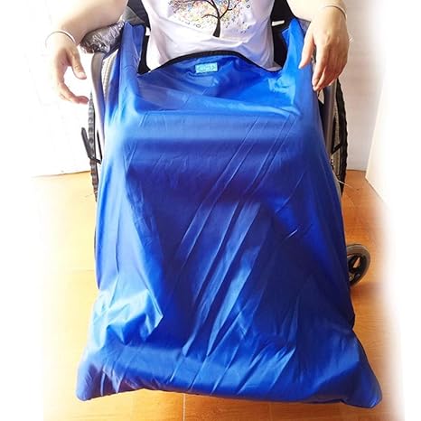 Leichte Rollstuhldecke, Wasserdichtes Winddichtes Außenmaterial Und Warmes Samtfutter, Mit Fußtaschen (Blau),Big