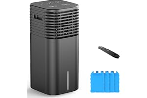 FLOWBREEZE 24" Windowless Portable Air Conditioner, 15H Timer & 120°Oscillation, 3-IN-1 Portable AC Unit with Remote, 2-Gal Tank, 3 Modes & 3 Speeds, Ultra-Quiet Ventless Swamp Cooler for Home Office, Onyx