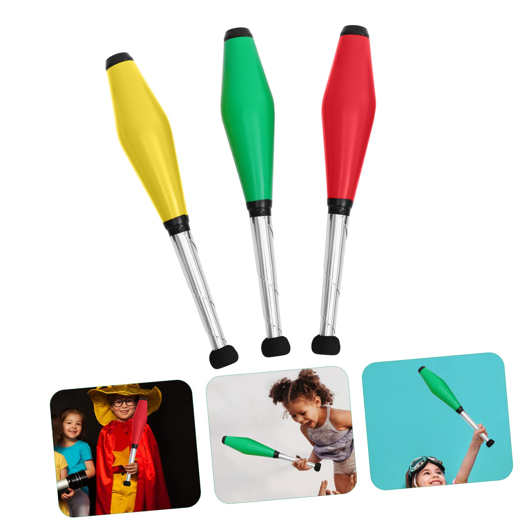 ibasenice Juggling Professional Sticks Beginner - 3 PCS Juggling Rings Set Professional Juggling Clubs Club Set Foam Juggling Sticks Beginner