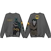 DC Comics unisex-adult Batman Joker Split Fleece Crewneck Front Back Fashion Sweatshirt With Embroidery