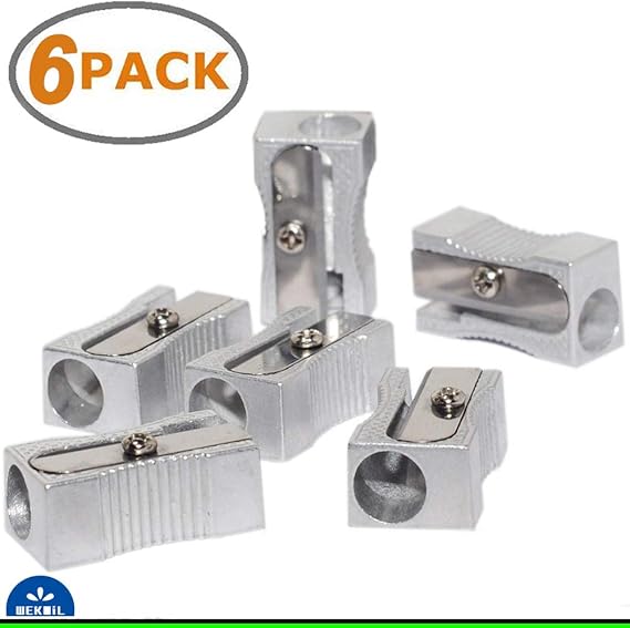 Wekoil Dual Pencil Sharpener Pocket Aluminium Alloy Metal 1Hole Steel