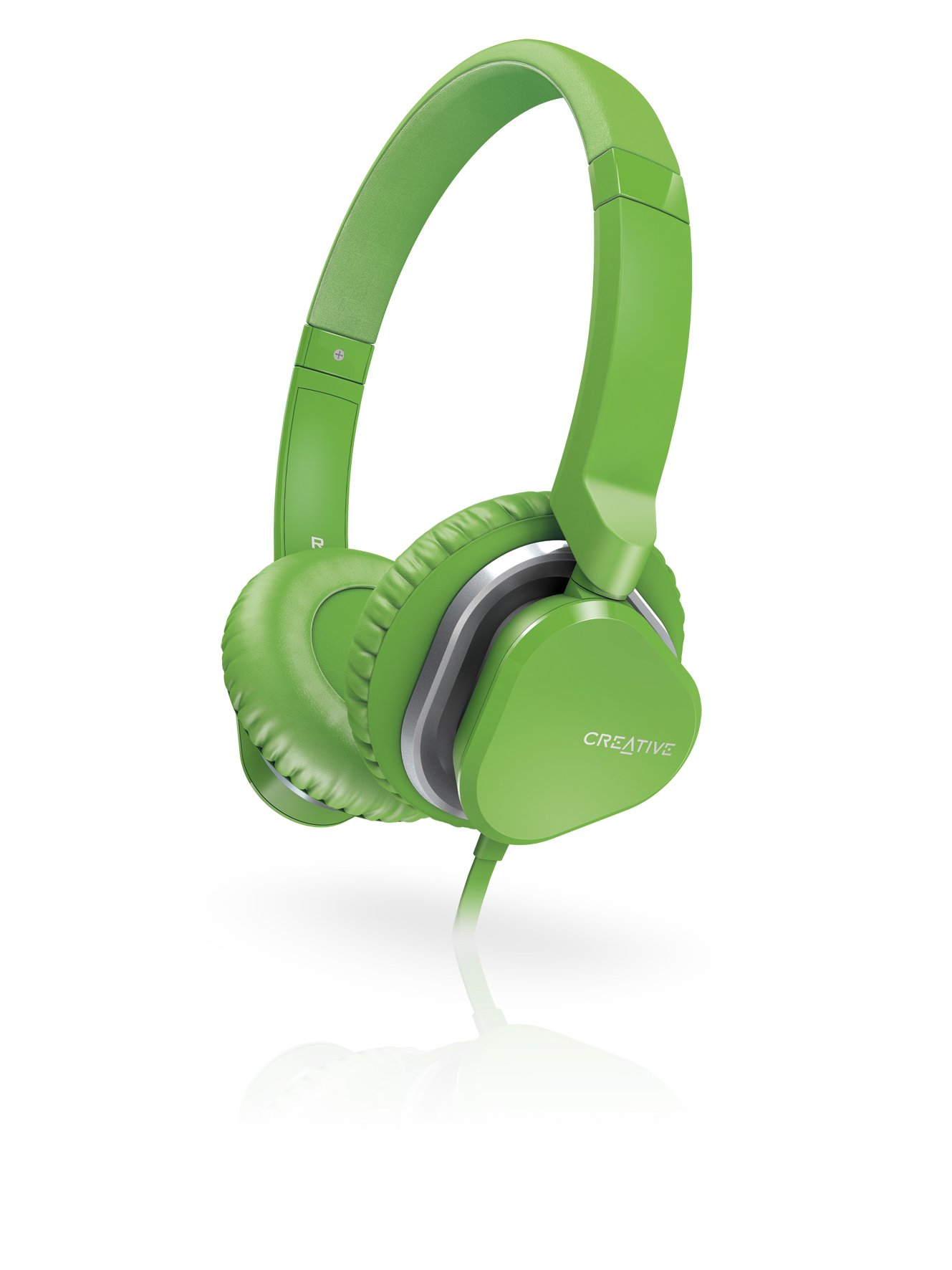 Creative HITZ MA2400 on-ear Headphones with 34 mm Drivers, Flat Folding Ear Cups, in-line Remote and Mic - Green