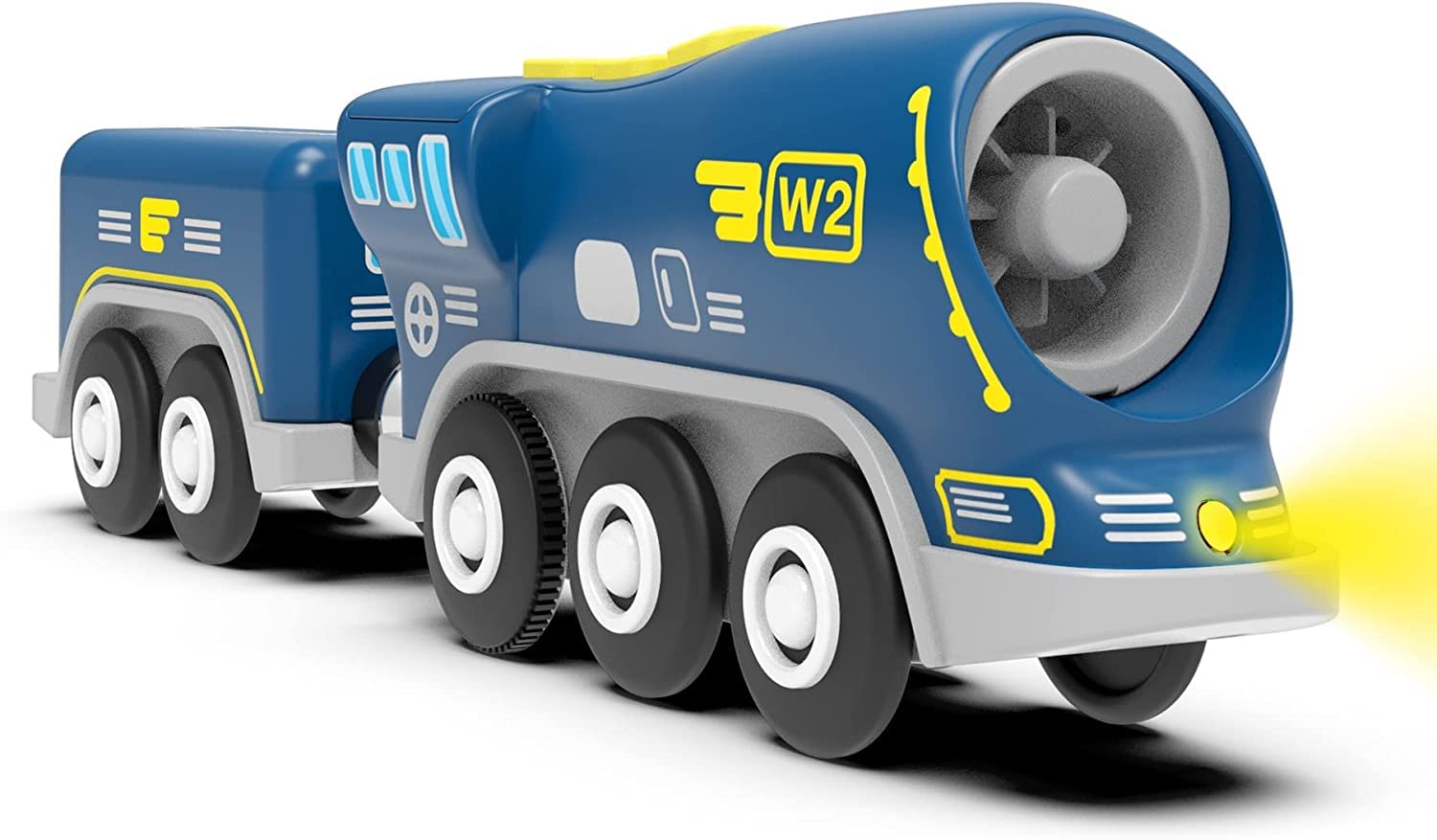 Battery Operated Action Locomotive Train (Magnetic Connection)- Powerful Engine Bullet Train Compatible with Thomas, Brio, Chuggington Wooden Tracks- Toys Car for Toddlers
