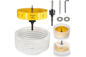 DaduoRi 6" Hole Saw for Recessed Lights with 2 Abors, 6in Hole Saw Dust Bowl for Recessed Lighting 6 Inch, Include 3/8" Hex Shank & SDS Plus, Can Light Cutter for Plasterboard, Drywall,152mm