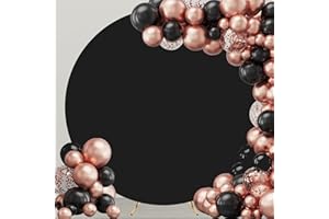 GUANSEN 7.2FT Black Round Backdrop Cover Polyester Fitted Round Wedding Arch Cover, Circle Balloon Arch Backdrop Stand Covers for Wedding Birthday Party Baby Shower Decoration