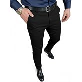 JMIERR Men's Skinny Stretchy Suit Pants | Slim Fit, Chino Casual Slacks, Expandable Waist, Tapered, Golf Suit Pant