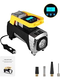 rourlinge 12V DC Portable Air Compressor Pump, 150 PSI Car Digital Display Air Pump Tire Inflator with Preset Pressure Auto Shut Off Gauge Air Pump. (Black)