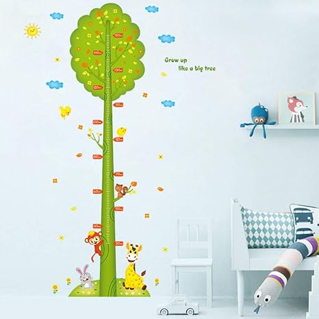 Zybkog Pegatinas De Pared Arbol Verde Animales Ninos Medicion De