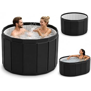 Portable Collapsible Bathtub – Foldable Freestanding Soaking Tub For Adults, 45.3" X 19.7", Purple – Durable Oxford Fabric & PVC, Insulated – Ice Bath Or Hot Soak, Includes Drain & Seat Cushion