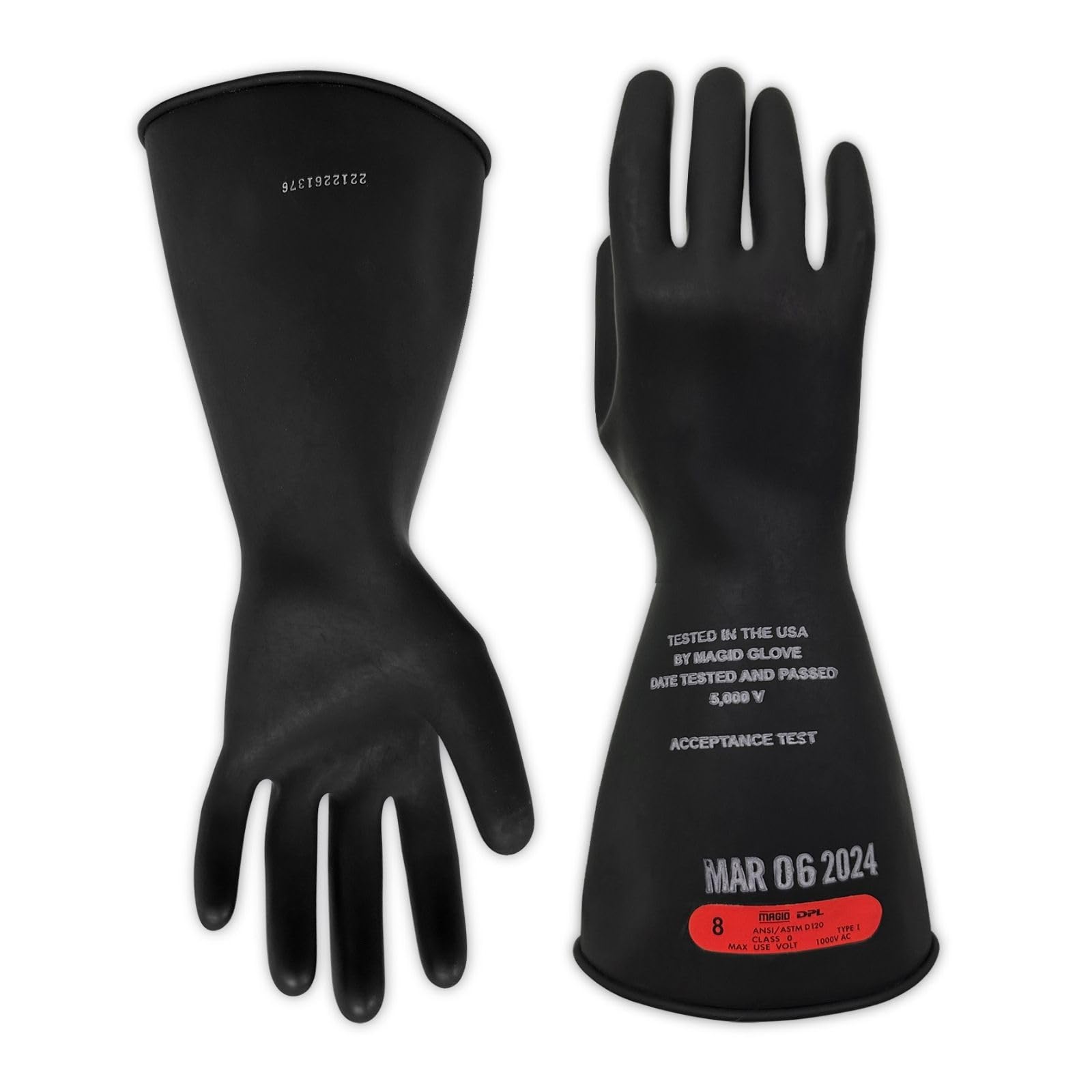 Photo 1 of MAGID Insulating Electrical Gloves, Size 10, 2 Pair, Class 0 | Cuff Length - 14", Lineman, Electrician, Voltage Gloves Black, M014B10