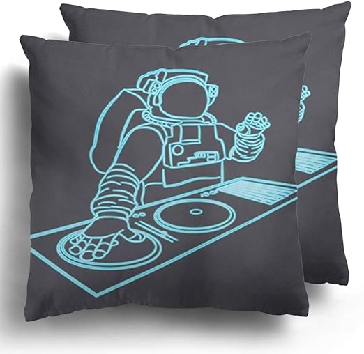 Amazon Com Throw Pillow Covers 2 Pack Techno Neon Astronaut Dj
