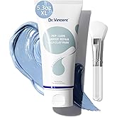 Dr Vincent Deep Pore Cleansing Blue Clay Mask for Face, Zero Pore Blackhead Mud Facial Mask with Niacinamide for Even Out, Hydrating Mud Mask with Brush for All Skin Types, 5.3 oz Large Size