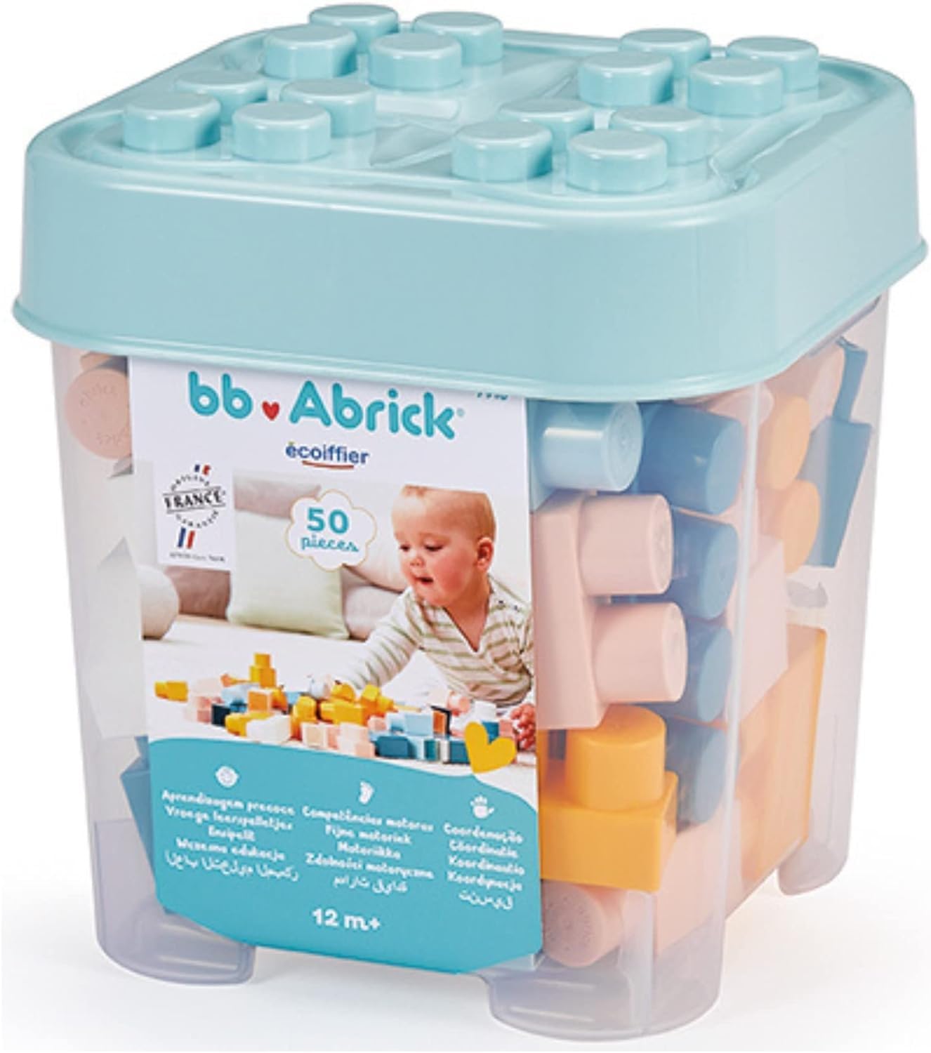 Ecoiffier BB Abrick My First Bricks 50-Piece Building Block Set for Toddlers Aged 12+ Months Educational Construction Toy for Babies 1 Year+ Creative Play & Motor Skills Development Made in France