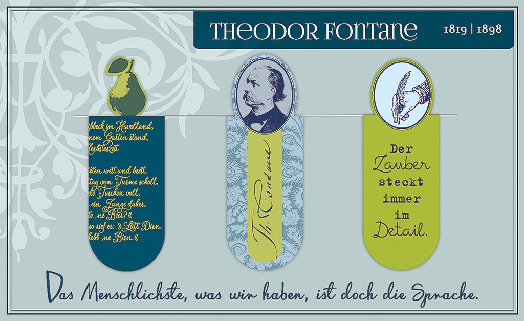 'Moses Libri x | Set of 3. 83073 Magnetic Bookmark Theodor Fontane Magnetic Bookmark | Charming Illustrated
