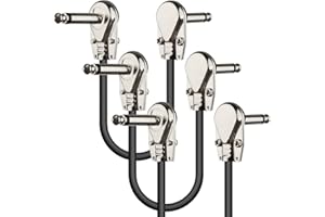 karmiero 3Pcs Guitar Patch Cables, 6'' Guitar Pedal Cables with Metal Right Angle Plug, Premium Pedals Board Patch Cable for Amp/Amplifier, Mixer, Electric Bass