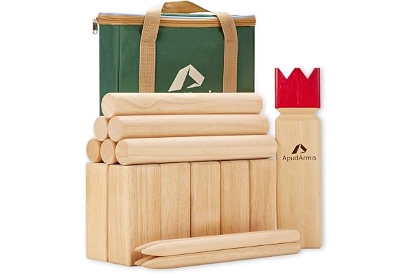 ApudArmis Kubb Yard Game Set, Viking Chess Outdoor Clash Toss Yard Game with Carrying Case - Rubber Wooden Backyard Lawn Game
