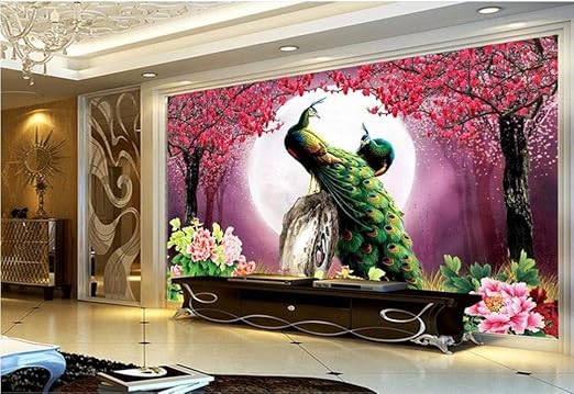 Hdoubr Personalizar Murales De Pared De Fotos 3d Peach Peacock 3d