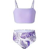 blibean Tween Girls Swimsuit Two Piece Bathing Suit Floral Print Bikini Sets with Chest Pad Size 6-15 Years