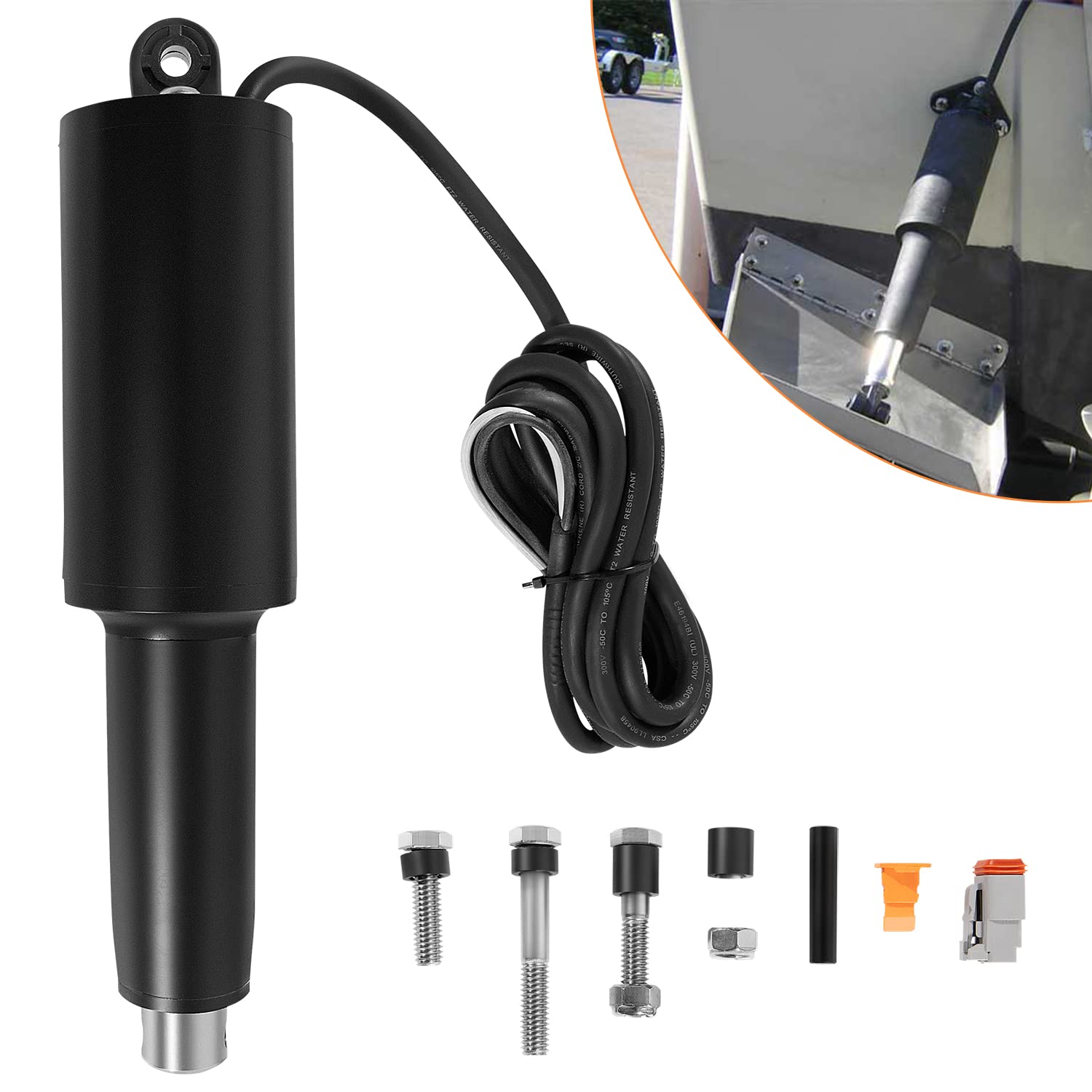 Photo 1 of 15057-001 Trim Tab Actuator for 2009 to Present Air Boat, with 5-16" Mount Hardware & 6ft Cable, 2-1/4" Stroke 12V, Replacement for 101XDS Short Actuator, Replace for Lenco Marine Actuators 101XD-4