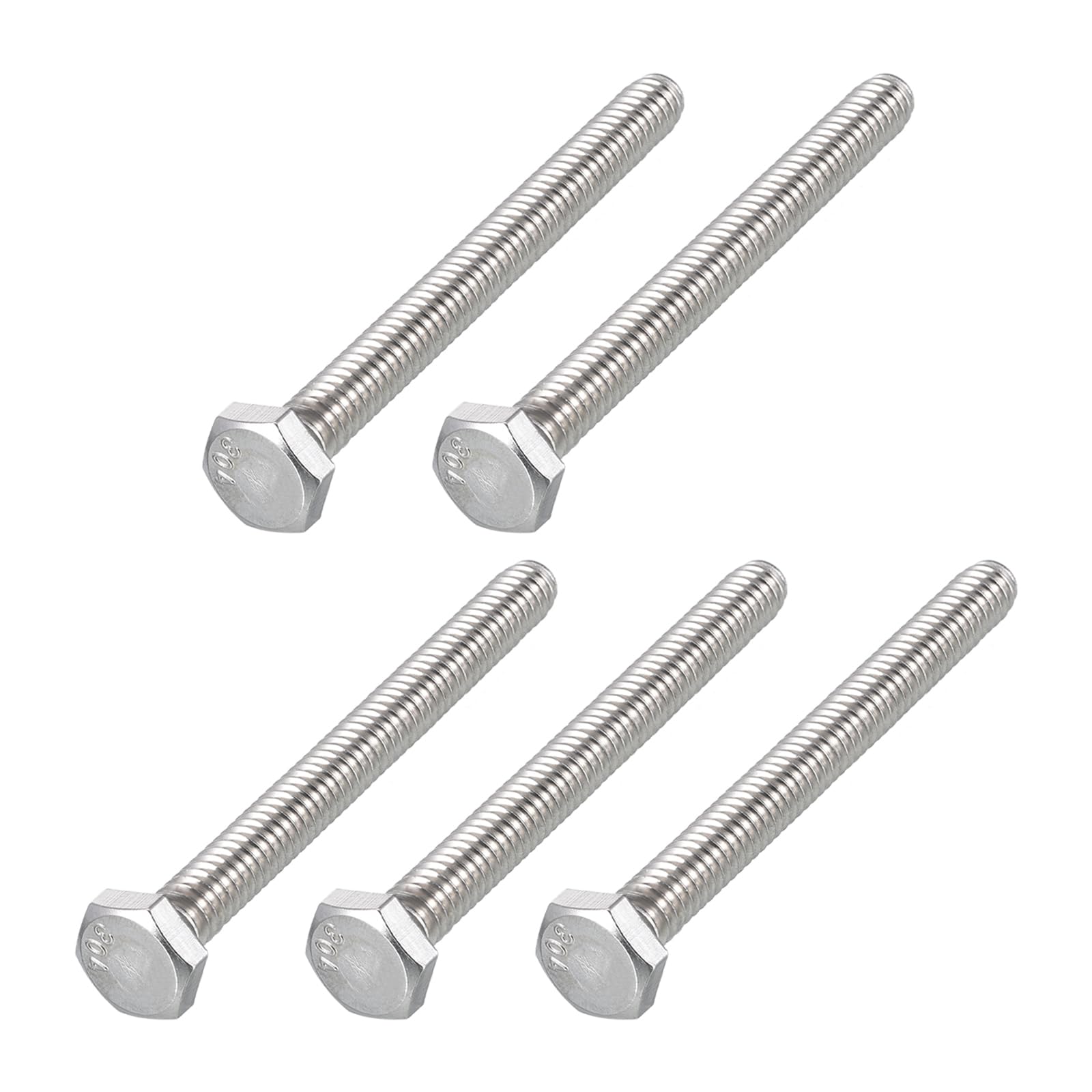 METALLIXITY Hex Head Bolts (1/4-20 x 2-1/2") 5Pcs, 304 Stainless Steel 18-8, Fully Threaded, External Hex Drive, Plain Finish, Hex Head Screw Bolt, Silver — image 1