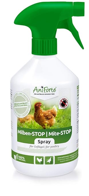 AniForte Milben - Stop Spray 500 ml - Naturprodukt für Geflügel gegen Milben und Parasiten als Umgebungsspray, Kontaktspray, 