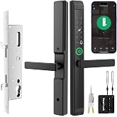 Sliding Door Smart Lock, Sliding Glass Door Lock with Fingerprint | JNZCH Smart Mortise Lock with App Control, IC Card, Keys, Anti-Peep Touchscreen Perfect for Patio, Home