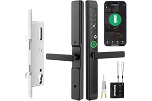 Sliding Door Smart Lock, Sliding Glass Door Lock with Fingerprint, JNZCH Smart Mortise Lock with App Control, IC Card, Keys, 