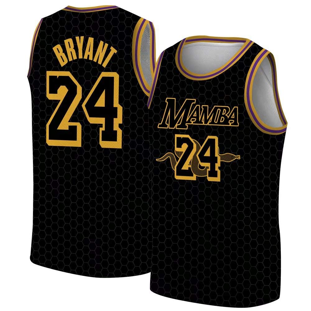 Buy Men's Black Mamba Jersey TShirt Sleeveless, Los Angeles Player Number 24 Basketball Jersey