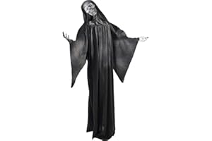 Haunted Hill Farm 63-in. Talking Reaper Halloween Animatronic, Indoor or Outdoor Halloween Decoration with Flashing White Eyes, Poseable and Battery Operated Fright Props for Home or Haunted House